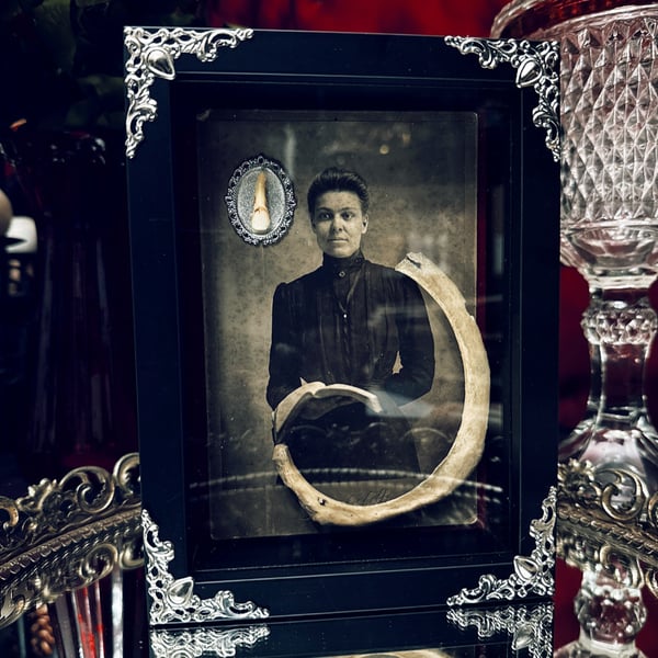 Image of Victorian Cabinet Card w/ Lady In Black