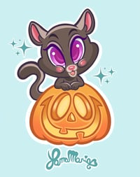 Image 2 of Kitty pumpkin vinyl sticker