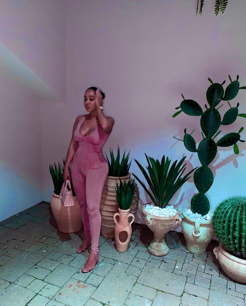 Image of DUSTY PINK JUMPSUIT WITH ANKLE SLITS (M)