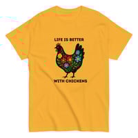 Image 6 of Unisex classic tee, Life Is Better With Chickens T-Shirt | Farm Life Floral Chicken Graphic Tee