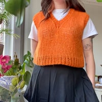 Image 2 of electric orange v neck vest