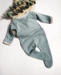 Image 3 of Newborn boys romper Alex | dusty blue