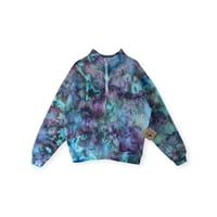 Image 1 of L Ladies Half-Zip Pullover in Mermaid Watercolor Ice Dye