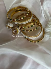Image 3 of Jhumka bangles set white and gold 