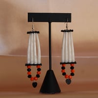 Image 1 of Black & Orange Dentalium Earrings