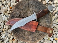 Image 1 of 512 layer Damascus steel knife with sheath.
