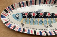 Image 2 of Deckled trout handbuilt and painted  earthenware plate 