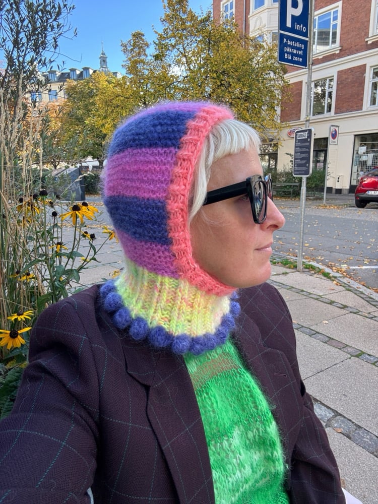 Sofie and Iris Striped Navy, Lilac, Neon Yellow and Coral Mohair