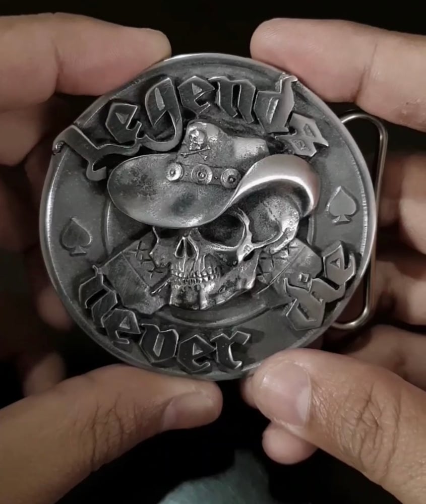 Image of LEGENDS NEVER DIE PEWTER BELT BUCKLE