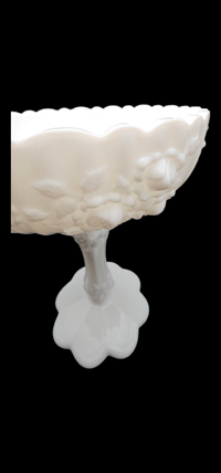 Image 3 of Fenton Milk Glass Cabbage Rose Pedestal Compote