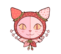 Strawberry Kitty Sticker - 3 in - Vinyl Glitter (+ Postcard)