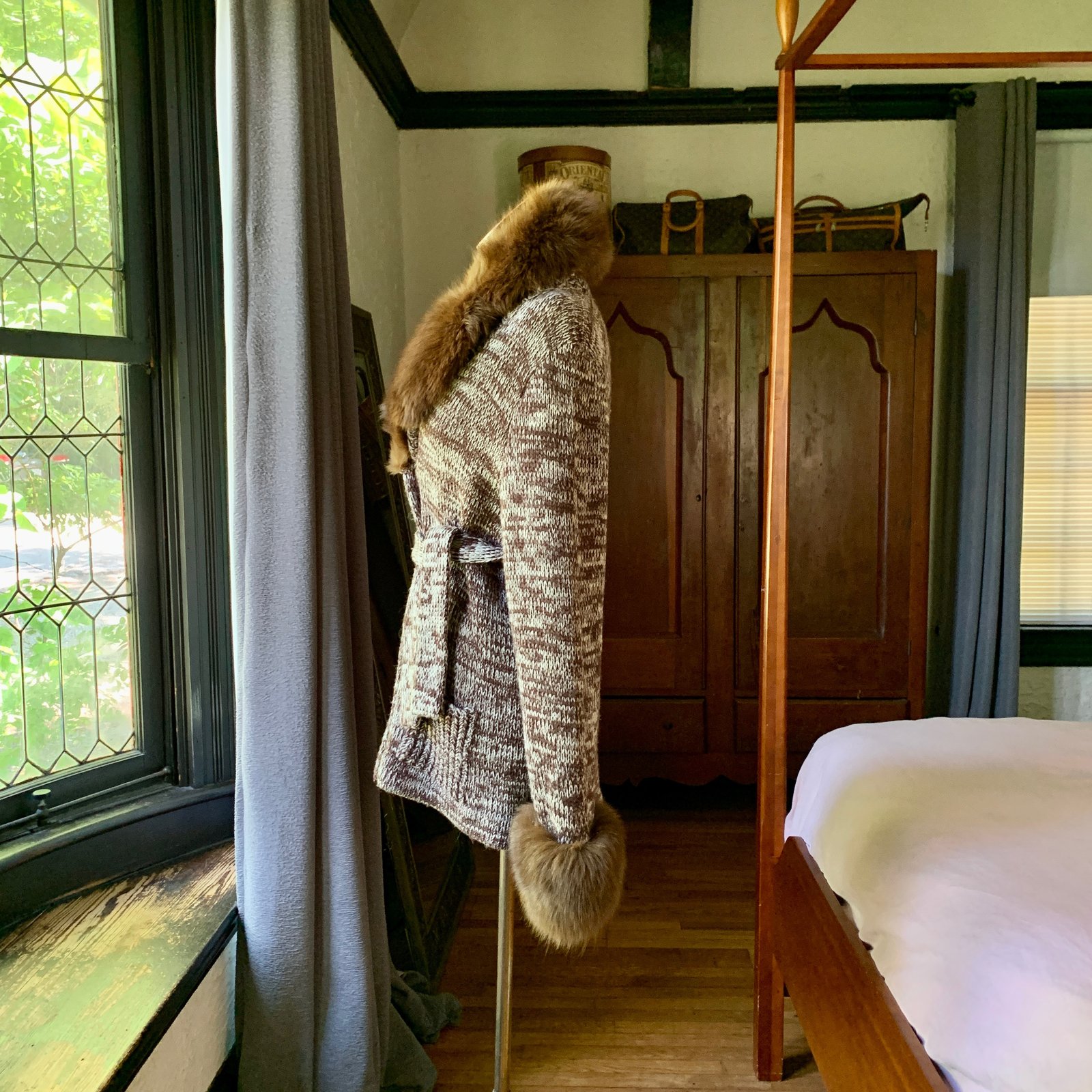 Calvin Klein Fox Fur Knit Cardigan Medium | PARPARIAN