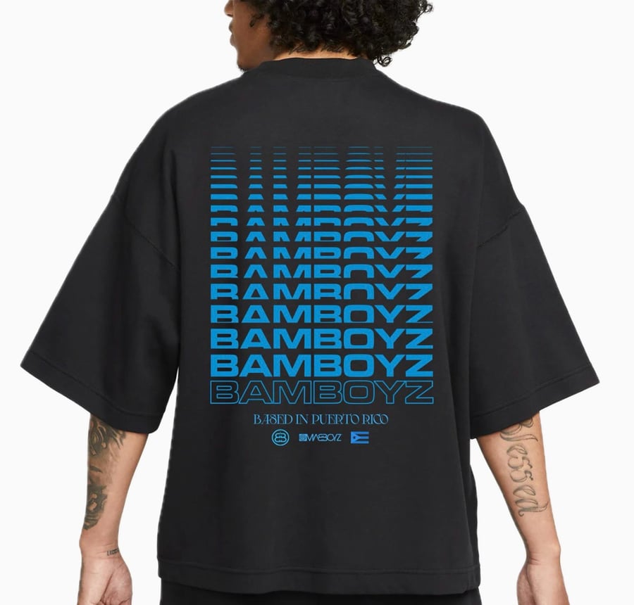 Image of Based in PR  Boxy fit Black  & blue T