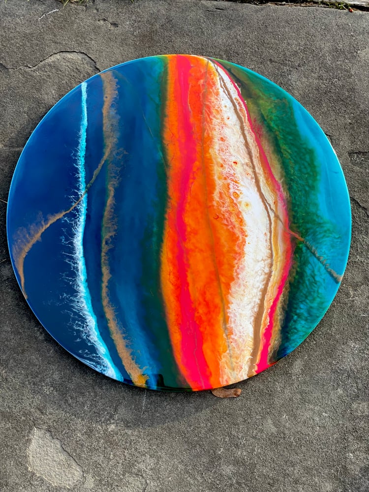 Image of 22” Teal & Pink Abstract 