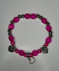 Image 4 of Valentines Pink and Silver Tumbler Bracelet Mini Stack
