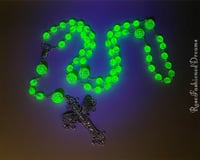 Image of READY TO SHIP Uranium Glass Rosary Death's-Head Hawkmoth