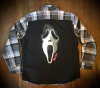 Upcycled “Ghostface/Scream” t-shirt flannel 