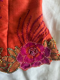 Image 11 of Vintage Y2K Aftershock style silk orange and pink beaded and sequin halter neck corset style top 
