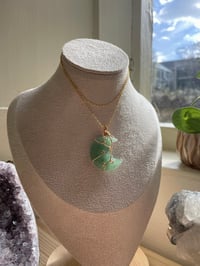 Image 4 of Gold Green Aventurine Moon Necklace