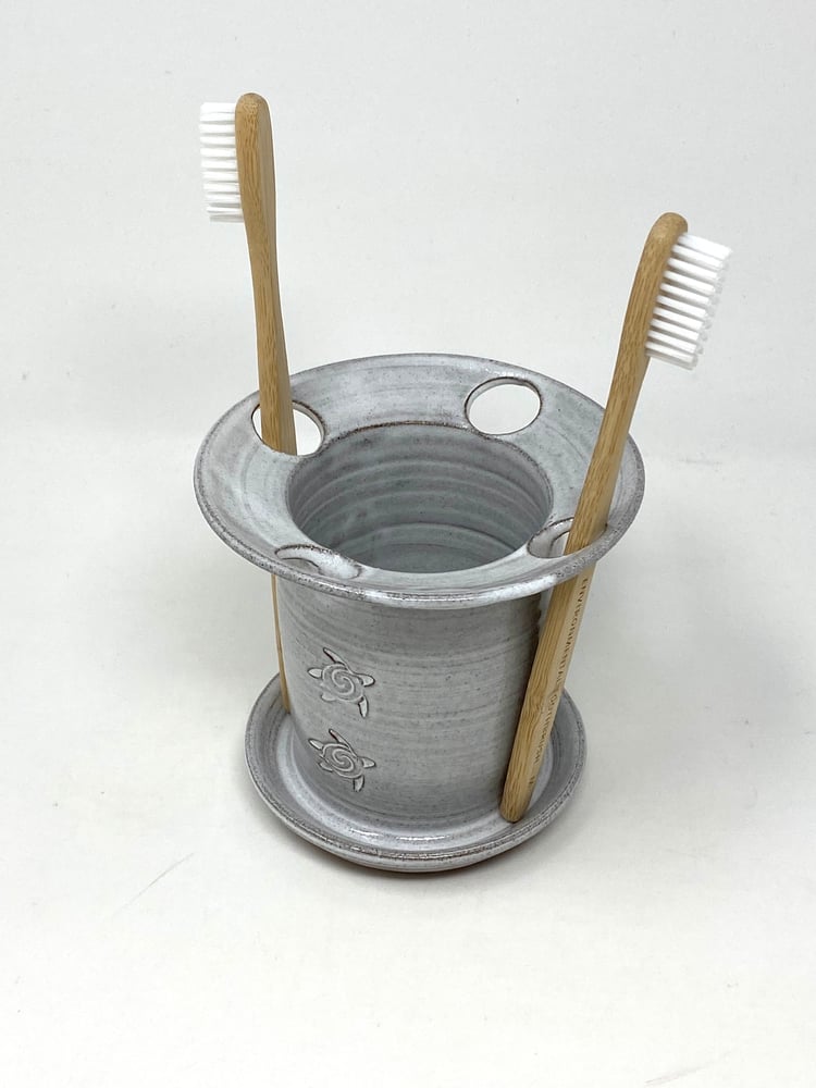 Image of Four hole Toothbrush Holder turtle debossed