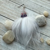 Image 1 of Fox Poofs with Amethyst and Pink Lampwork