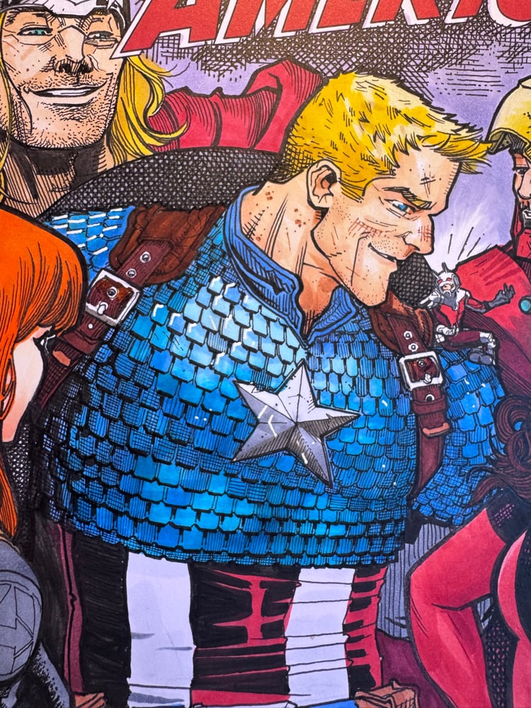 Image of Captain America sketch cover (cap, widow, ant man, Thor iron man and scarlet witch 