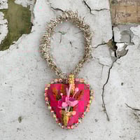 Image 1 of Fuchsia Valentine Heart with Rhinestones and Vintage Florals I
