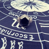 Image 1 of Silkenweb Black Spinel Spiderweb Ring Sterling Silver 