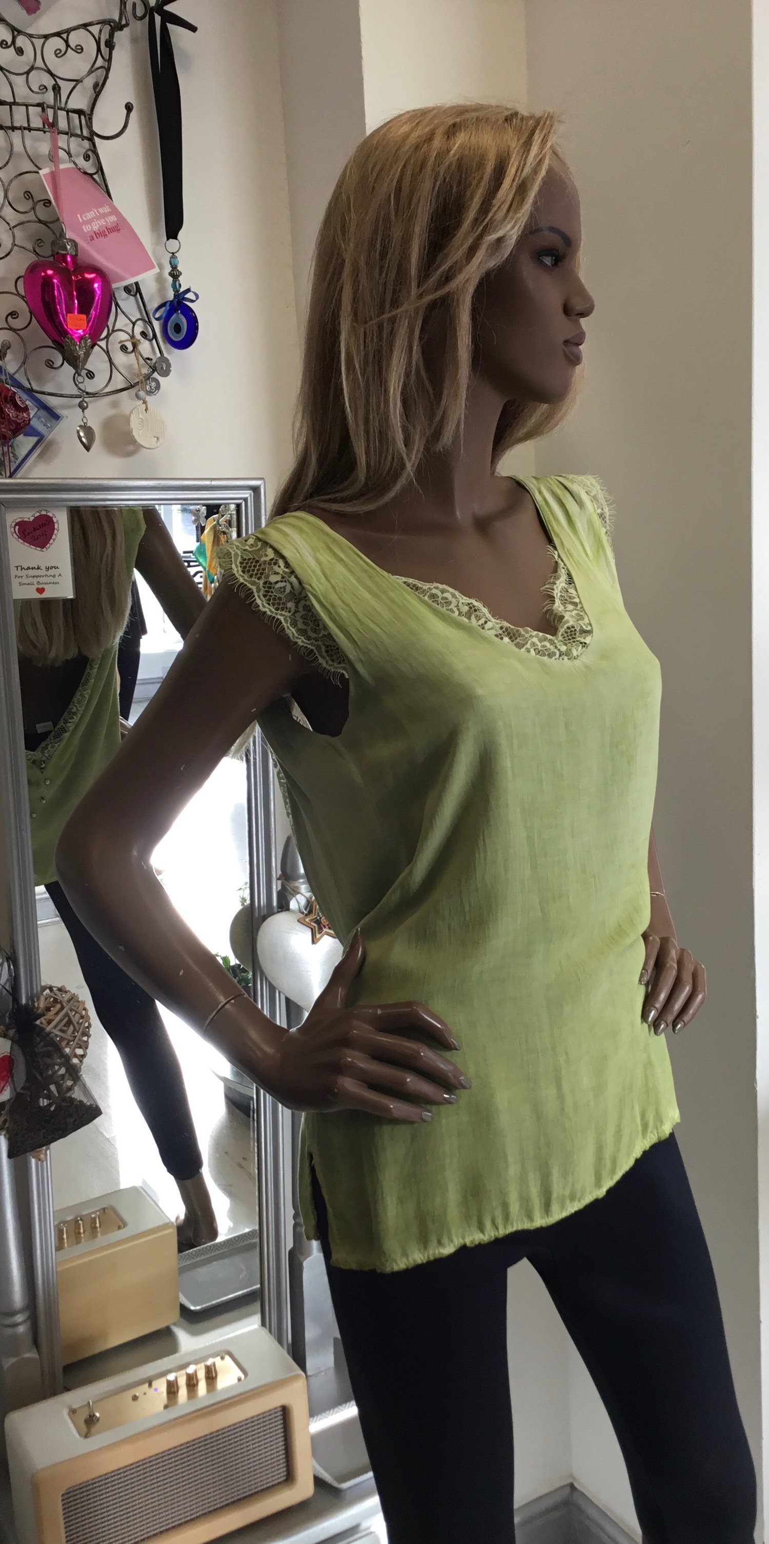 Image of GREEN LOW BACK BUTTON TOP £18 WAS £24