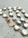 baroque pearl and citrine necklace with 10k rose gold moon