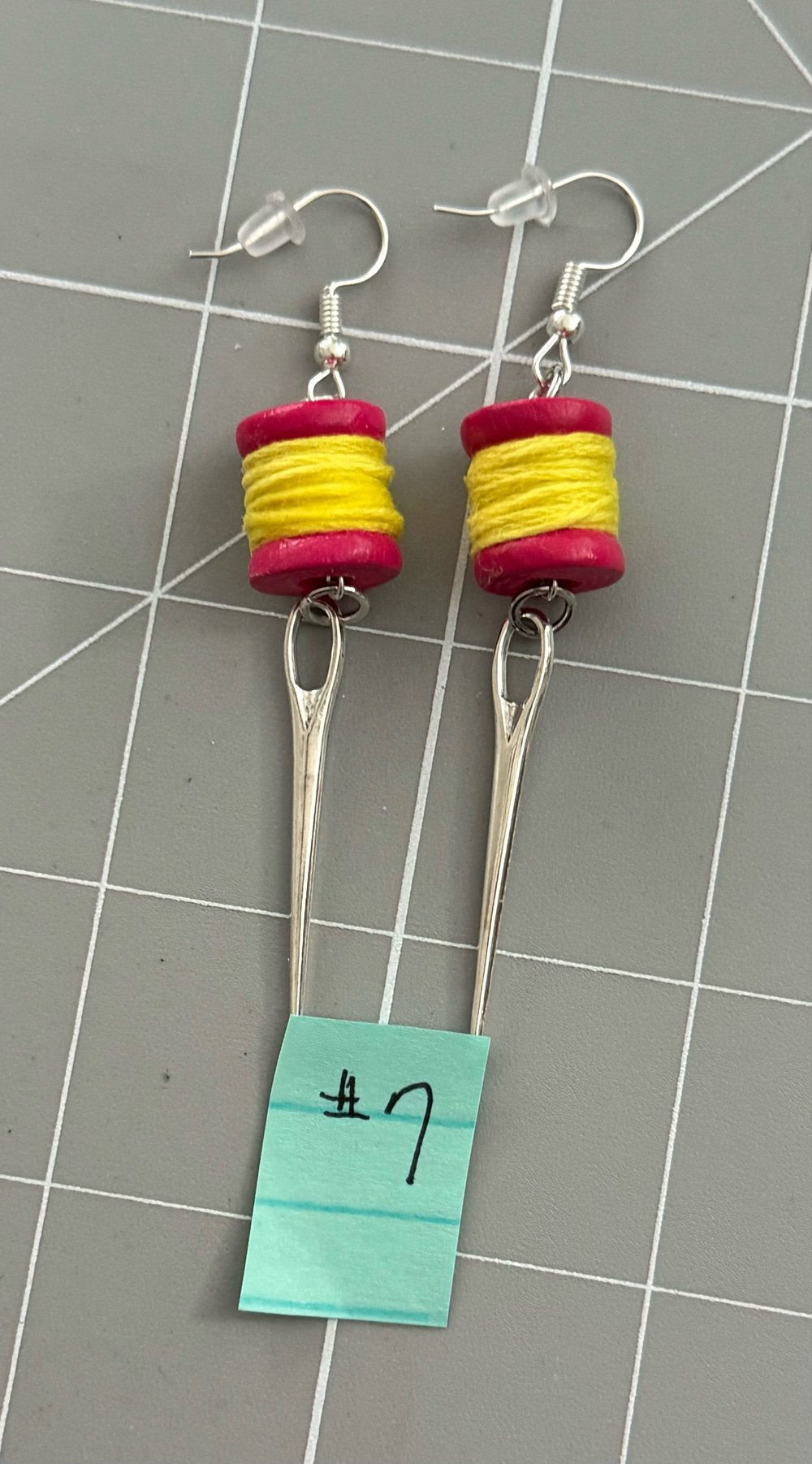 Image of Mini Thread Spool & Sewing Needle Earrings