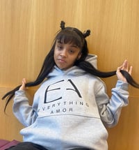 Image 2 of Everything Amor Grey &Black pullover Hoodie 