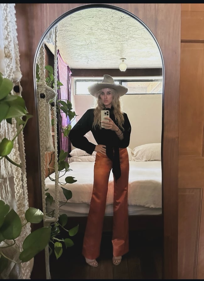 vintage Fred Segal glam satin trousers 