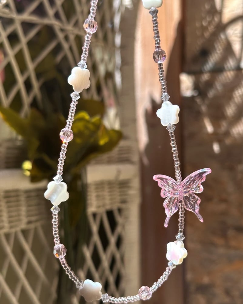 Image of floral butterfly necklace