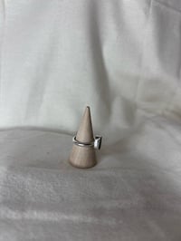 Image 5 of Hammered Band Sea Foam Chunky Sea Glass Ring UK Size M