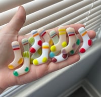 Image 4 of Fused glass tiny mismatched sock magnets: set of 3
