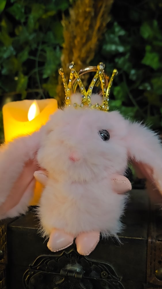 πThe Armored Kingdom Crowned Baby Pink Snugglehop Bunny Keychain