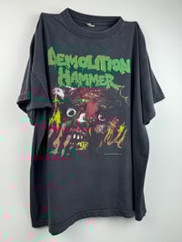 Image 1 of 🗡️ 1990  Demolition Hammer Tortured Existence " Gore And Agony All Over Europe" tour shirt (1)
