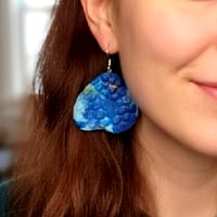 Image 1 of Upcycled Blue-Toned Embossed Earrings