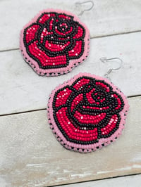 Image 2 of Red Rose earrings 