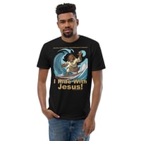 Image 2 of I Ride With Jesus Surfing Dark Fitted Short Sleeve T-shirt