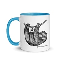 Image 6 of Hanging Around Sloth Ceramic Coffee Mug Line Art by CrystalsArtPaws