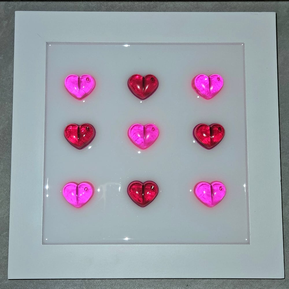 Image of 3D Chonky Heart Wall Art: 10x10 White Wooden Frame