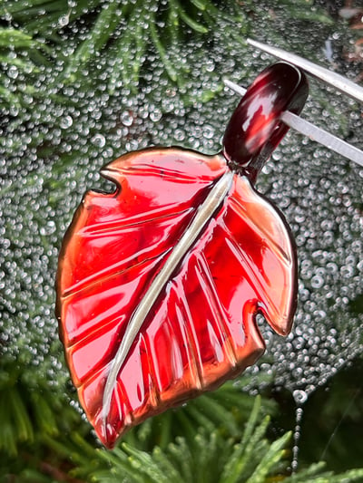 Image of Red Metal Leaf Pendant