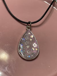 Image 1 of Pink Rain Drop Resin Necklace