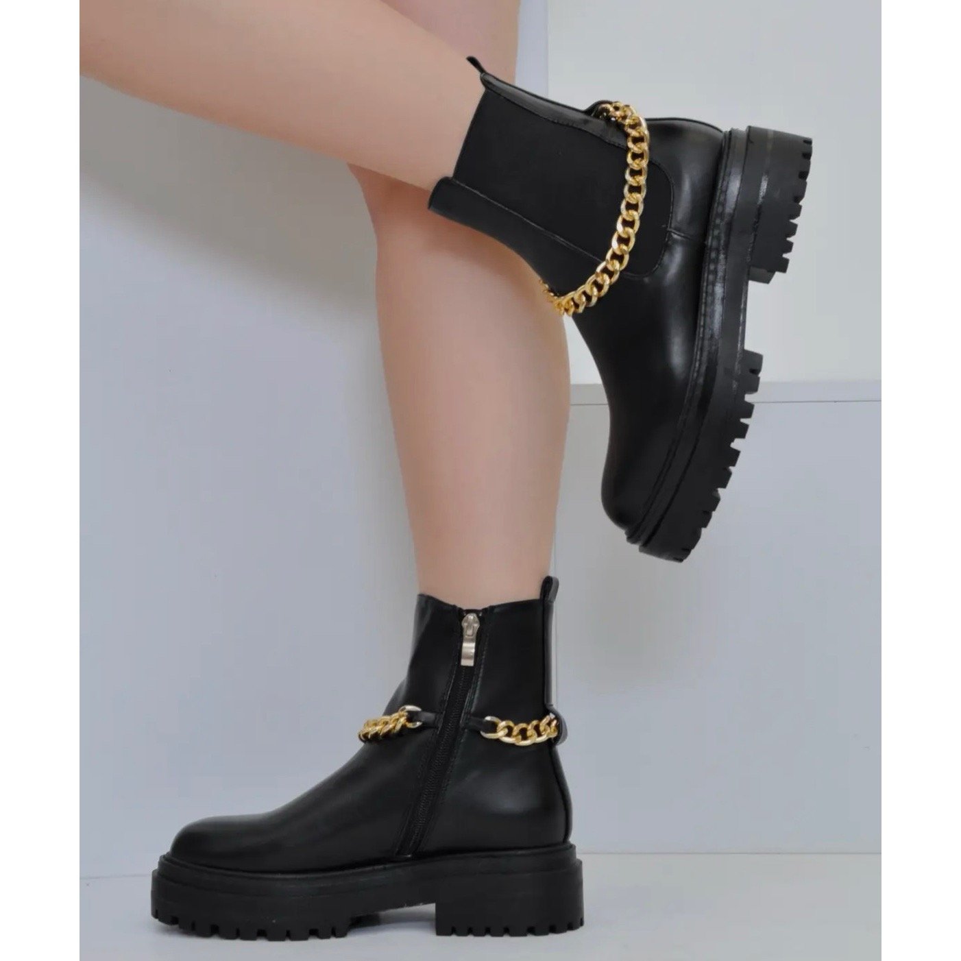 Ankle boots with hot sale chain detail