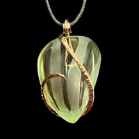 Image 2 of Copper Wrap Depression Glass Necklace (#07)