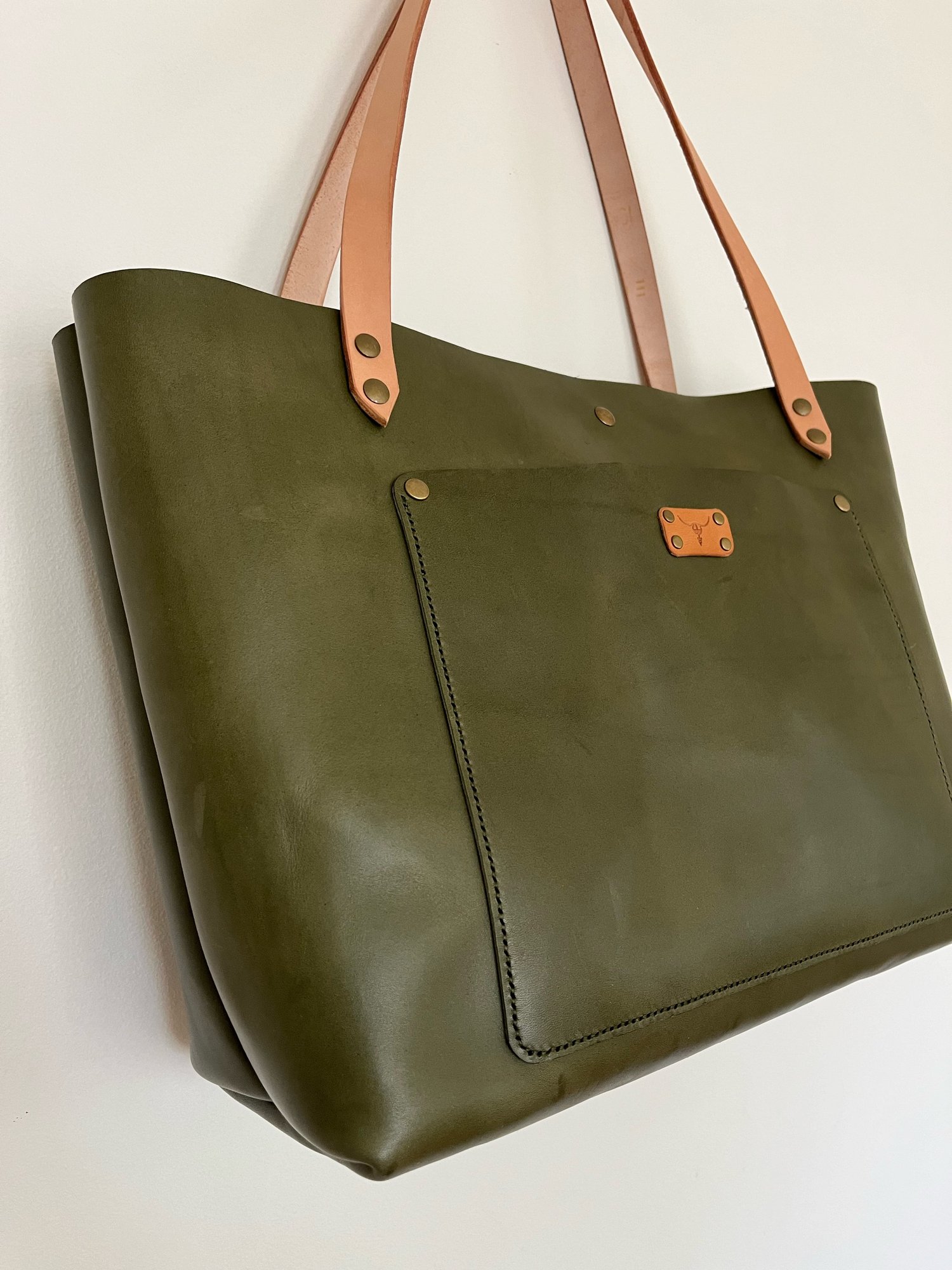 Image of Olive Green Italian Vachetta Carry-all Tote