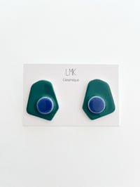 Paire de boucles d'oreilles céramique COLLA canard et bleu