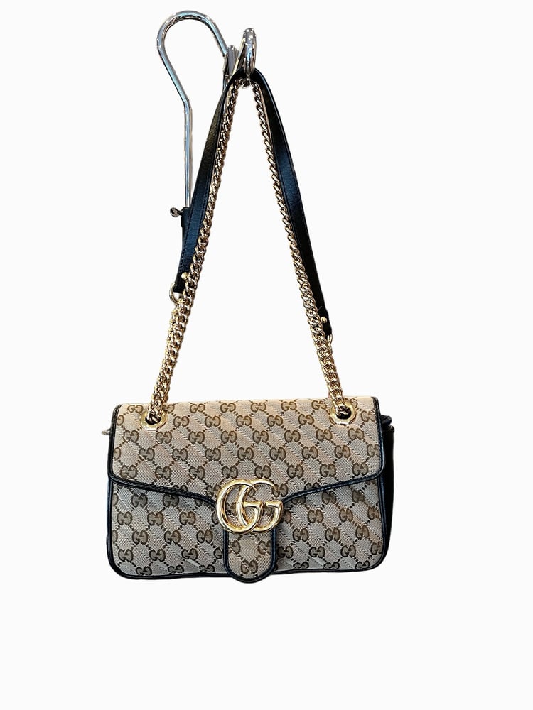 Image of Gucci Small Monogram GG Marmont Handbag 1168-1
